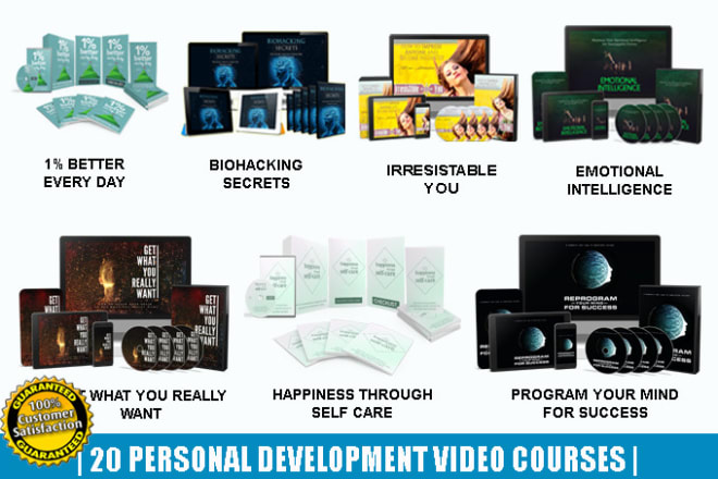 I will give 20 video courses on personal development self help with mrr, plr bonus pack