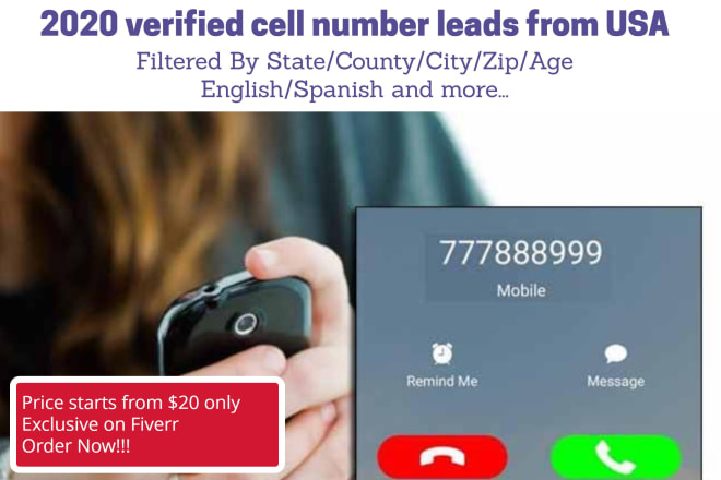 I will give you 2020 verified cell number leads from USA