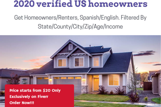 I will give you 2020 verified US homeowners leads