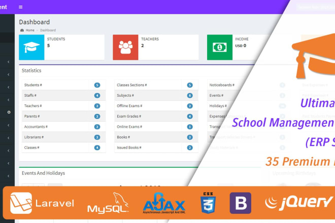 I will give you ultimate school management system in laravel