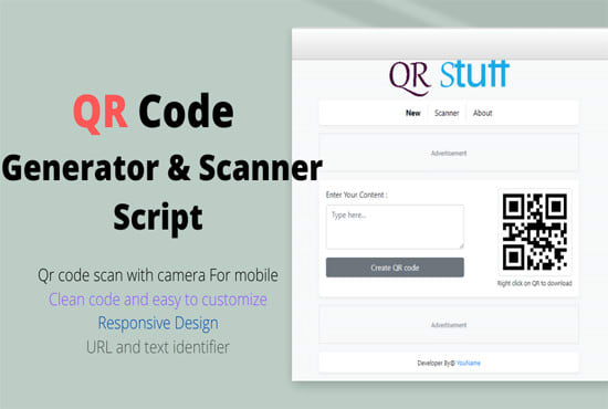 I will giving you qr code generator and scanner script