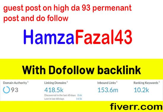 I will guest post on da93 with dofollow backlink