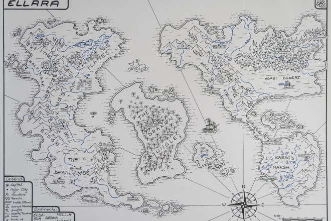 I will hand draw your fantasy map based on your design inputs