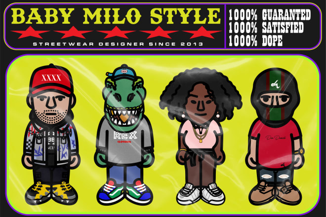 I will illustrate you as baby milo a bathing ape