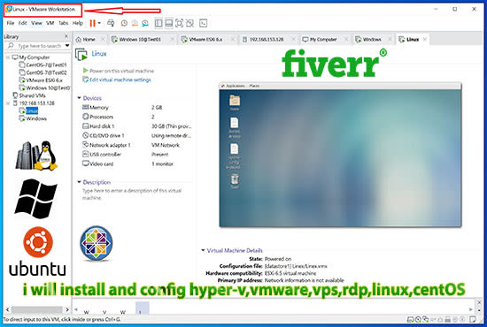 I will install and config hyper v,vmware,vps,rdp,linux,centos