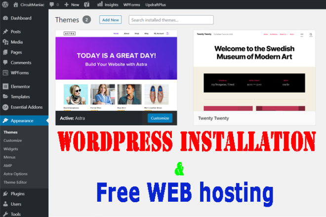 I will install wordpress and give 1 year free premium hosting