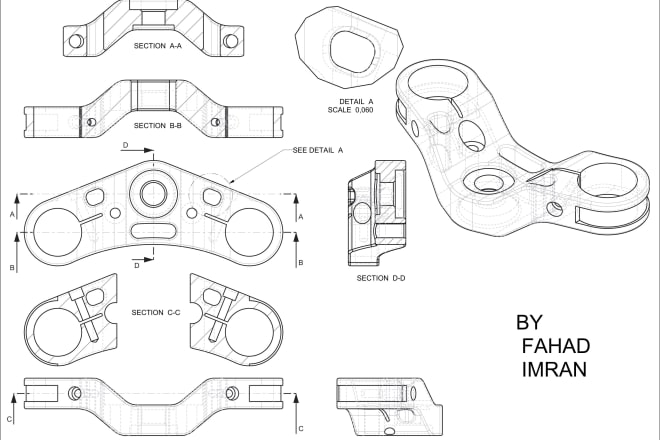 I will make 2d and 3d engineering drawings on PTC creo and autocad