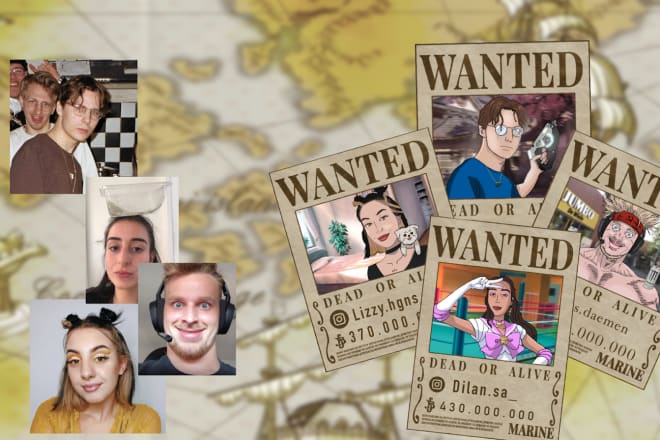 I will make a custom one piece inspired wanted poster