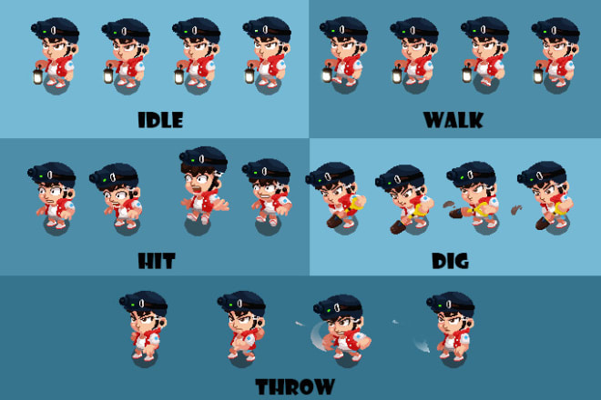 I will make a pixel art character sprite sheet for your game