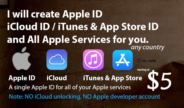 I will make apple id icloud id itunes id for you