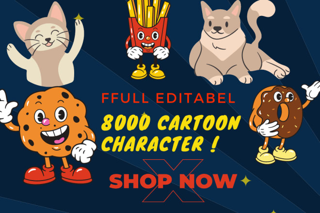 I will make cartoon character illustration vector for just you