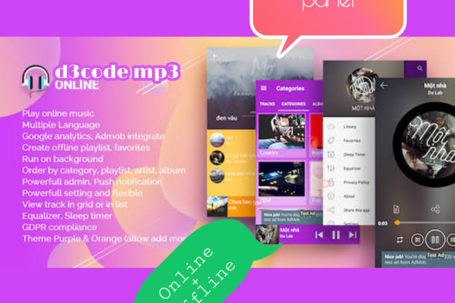 I will make high quality premium online offline music player with admin panel