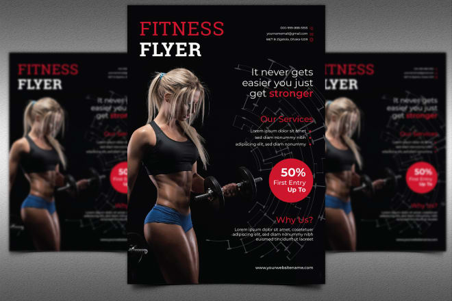 I will make perfect fitness, gym, workout, sports flyer and poster