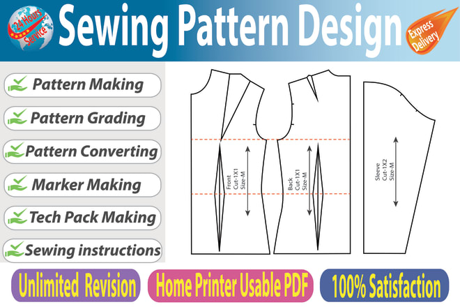 I will make sewing pattern for garments