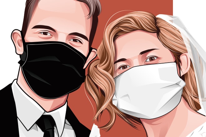 I will make your couple photos to cartoon portrait