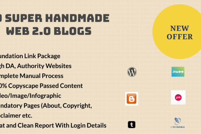 I will manually create 30 super web 2 0 permanent blogs