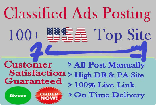 I will post classified ads on top rated sites manually