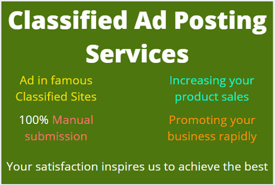 I will post your ads in manually free classified ad posting site