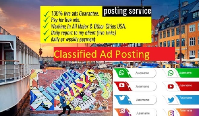 I will post your ads on 60 classified sites manually