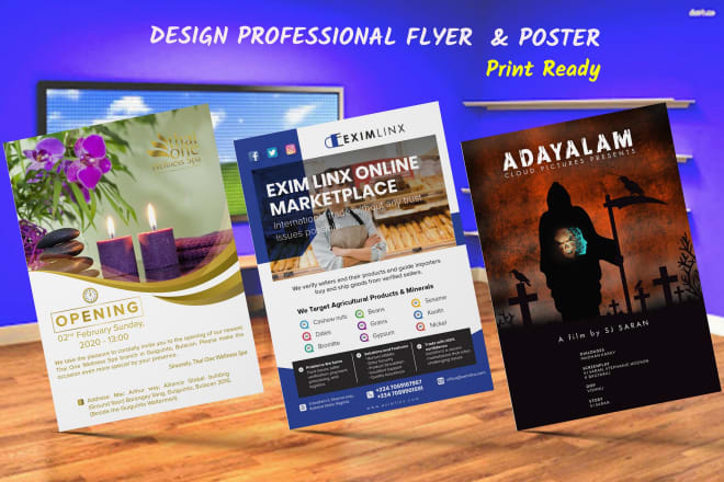 I will professional a5 a4 a3 flyer design poster design print ready