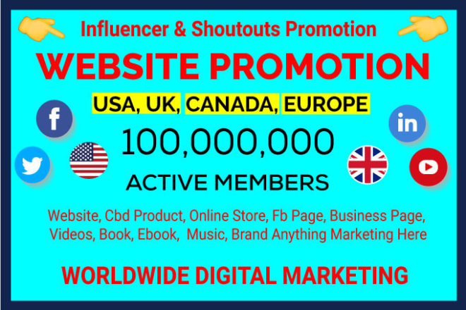 I will promote and market websites, link to over 100 million social people