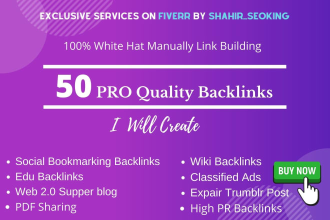 I will provide 50 pro SEO backlink services white hat,edu link building service