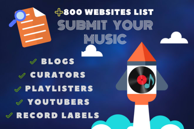 I will provide 800 website curators and record labels list for submit your music