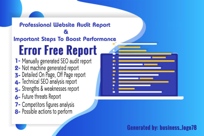 I will provide an expert SEO audit report and needed action plan