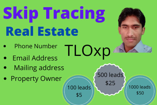 I will provide skip tracing service by tloxp with proof