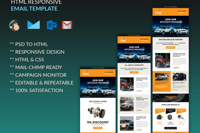 I will responsive HTML email template for mailchimp