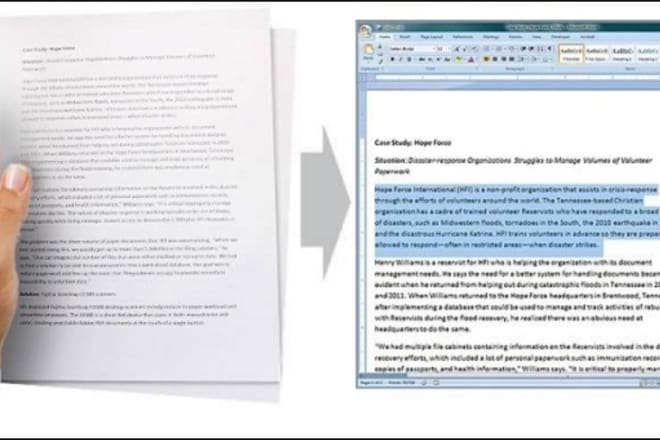 I will rewrite any printed paper into a word document