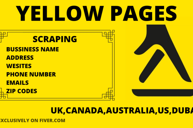 I will scrap yellow pages UK, yellow pages canada, dubai, australia