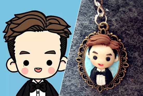 I will sculpt cartoon portrait key chain depend on your looks