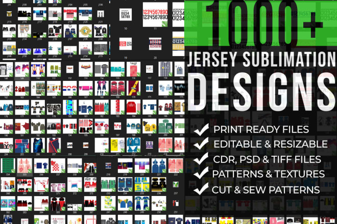 I will send 1000 plus t shirt jersey sublimation design bundle