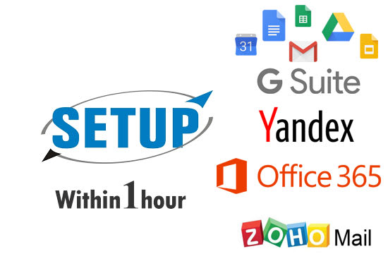 I will setup gsuite, office365, yandex, zoho mail for your domain