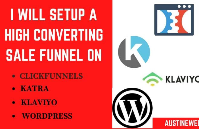 I will setup high converting sale funnel on wordpress click funnel shopify klaviyo