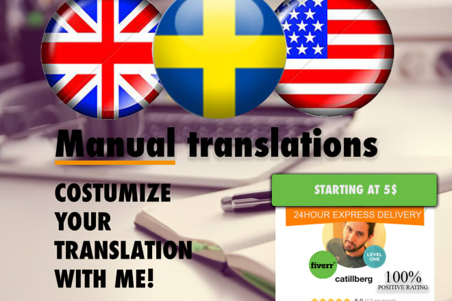 I will translate any english text into swedish or vice versa in no time