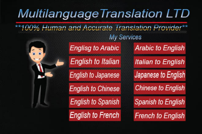 I will translate any type of document over seventy plus languages
