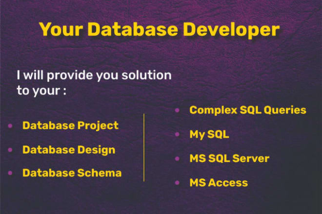I will work on sql, complex queries and databases