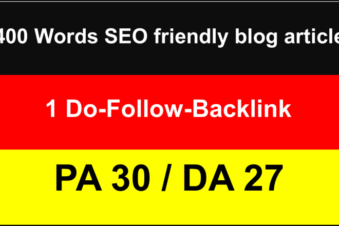 I will write a german article on my blog with backlink pa30 da20