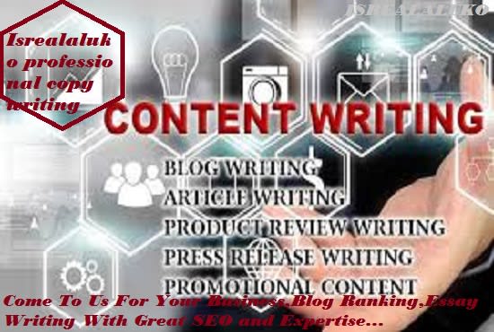 I will write article, post on blogs, write for seo, essay writing,