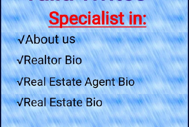 I will write awesome about us, realtor bio,real estate or agent bio