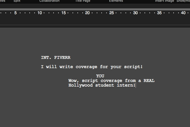 I will write industry standard coverage on your script
