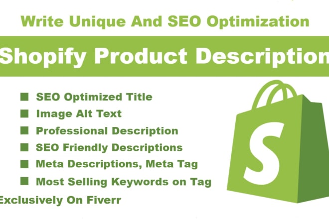 I will write proper SEO shopify product description and title
