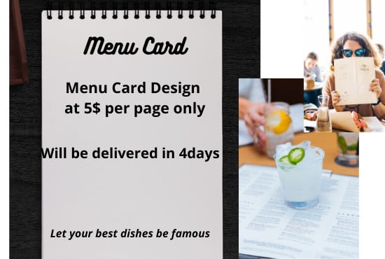 I will best menu card for hotels restaurants and shops