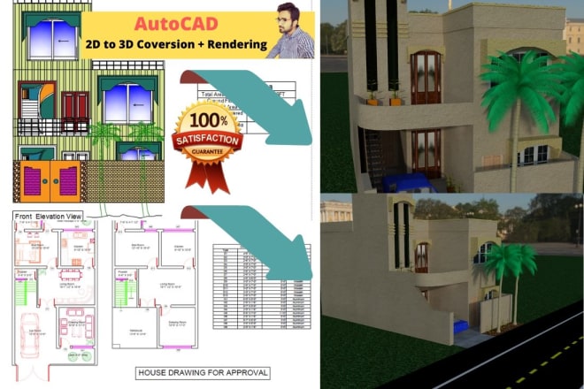 I will convert sketches to autocad, floor plans to 3d model