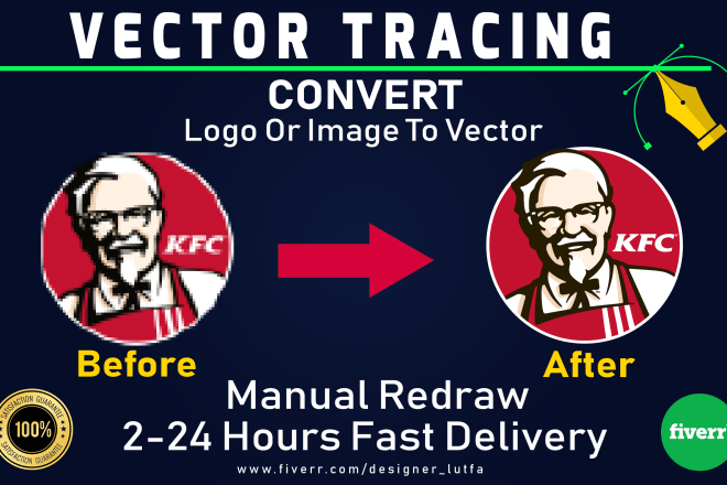 I will convert to vector, vectorize logo, vector tracing any image