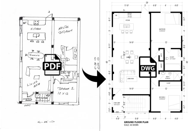 I will convert your pdf, image or sketch drawing to auto cad