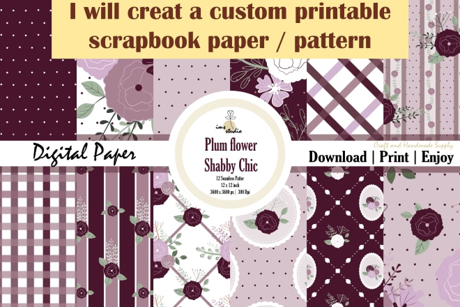 I will create a custom printable scrapbook paper or digital paper