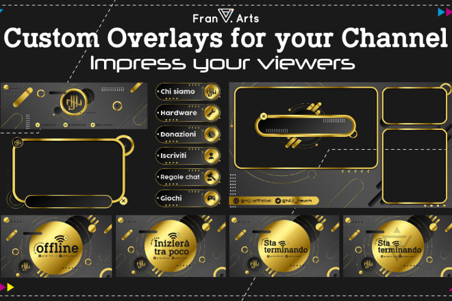 I will create a custom twitch overlays packs, from twitch youtube facebook original